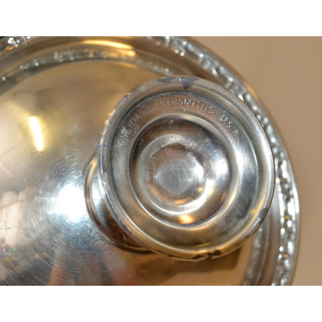 1950s Victorian Oneida Silver Plated Footed Serving Bowl 2 Community Plate Spoons, Usa- 3 Pieces For Sale - Image 11 of 13