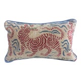Clarence House Tibet Dragon Red Cut Velvet & Down Filled Pillow For Sale