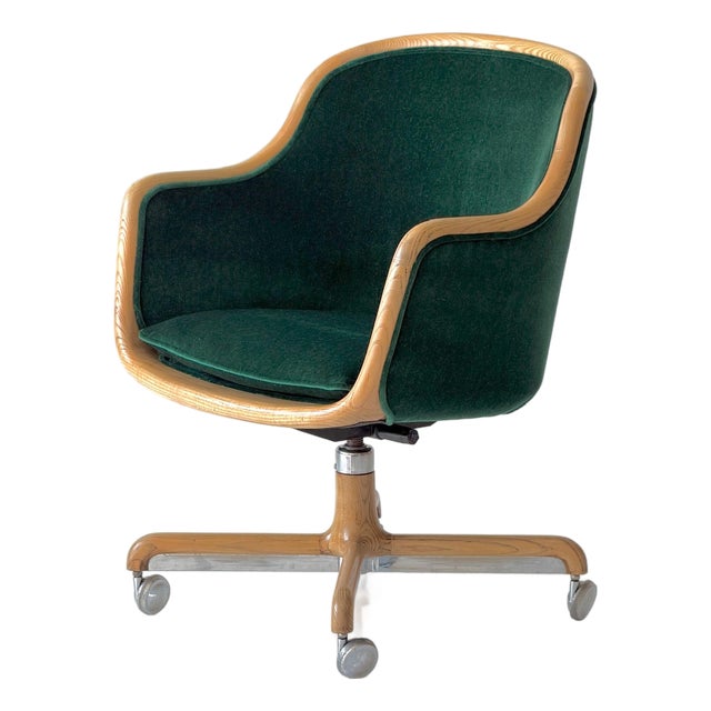 Mobius Swivel Desk Chair by Ward Bennett in Mohair For Sale