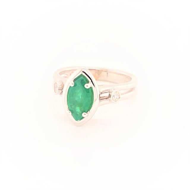 Natural Finely Faceted Quality Emerald Diamond Ring 14k White Gold 0.94 TCW Certified $2,450 913616 This is a Unique...