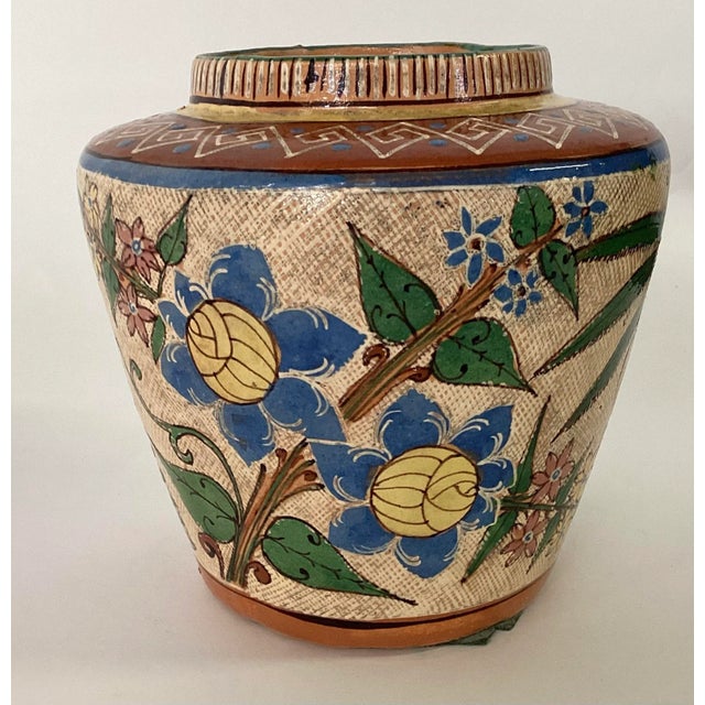 Art Deco Tlaquepaque Petatillo Vase Antique Mexican Pottery For Sale - Image 3 of 11