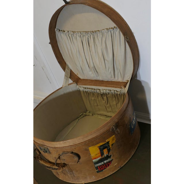 19th Century Leather Hat Box and One Metal, 1890s, Set of 2 For Sale - Image 4 of 9