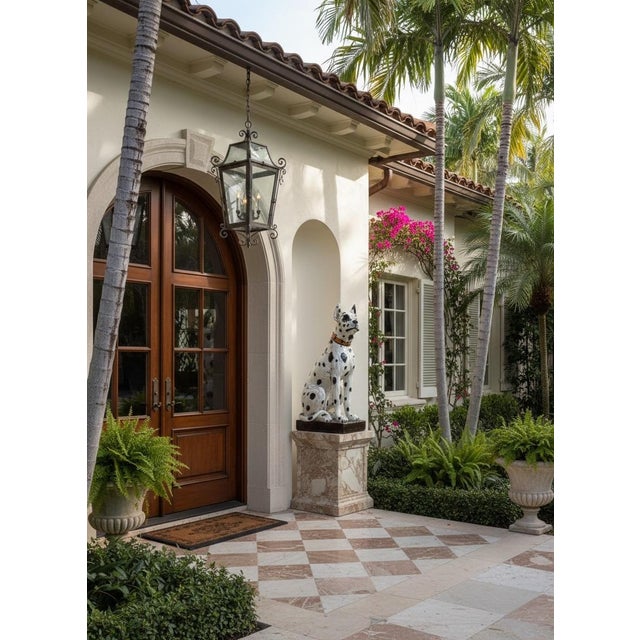 White Large-Scale 44” Italian Hand-Painted Ceramic Great Dane Statue For Sale - Image 8 of 12