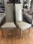 Vintage pair, Italian Style Custom Upholstered High Back Dining Accent Side Chairs. Champagne leather upholstery with...