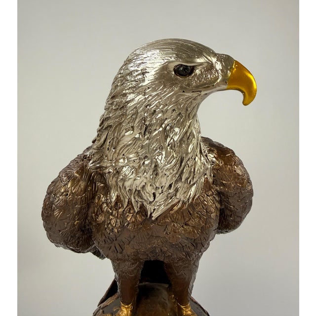 Large Bronze Bald Eagle Sculpture on Globe With Marble Base - 22"h For Sale In Dallas - Image 6 of 12