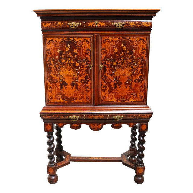 Dutch Marquetry Art Cabinet with Theater and Trompe Loeil, 1780 For Sale