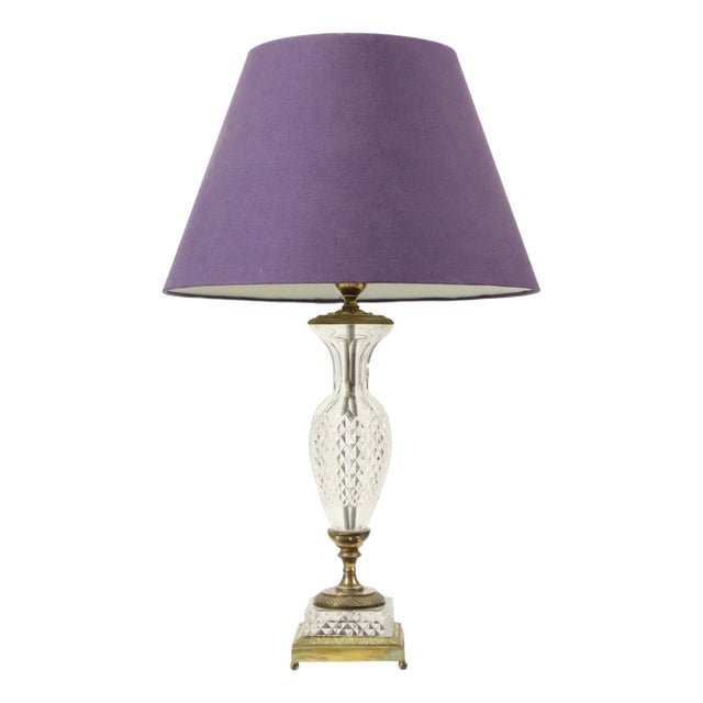 Empire Table Lamp in Cut Crystal with Diamond Pattern and Gilt Bronze, 1890s For Sale