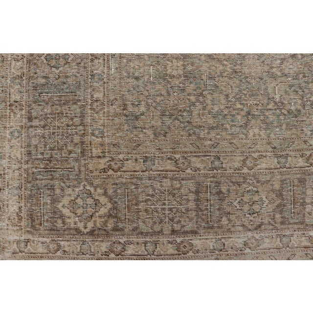 Tribal Light Green, Brown & Tan Persian Tabriz Antique Rug in All Over Herati Design 7'10 X 11'10 For Sale - Image 3 of 16