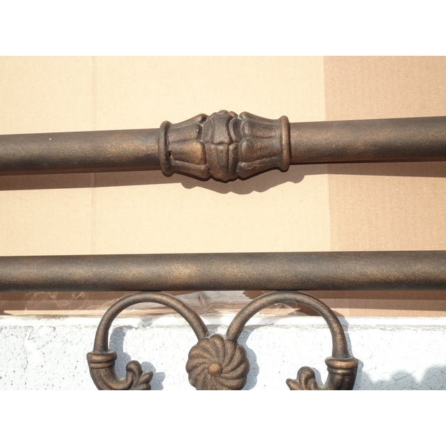 Brown Metal King Sleigh Bed Set Frame Headboard Medalion and Ornate Scrolls For Sale - Image 14 of 18