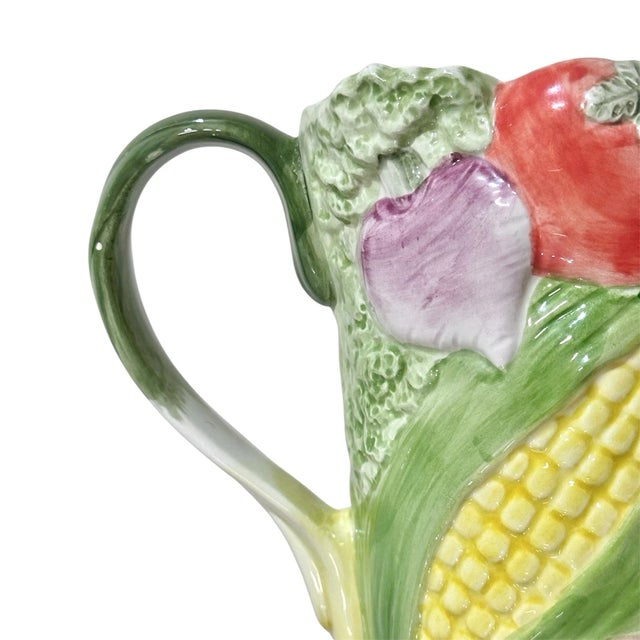 1990s Vintage 1986 Fitz and Floyd Vegetable Garden Ceramic Pitcher For Sale - Image 5 of 5