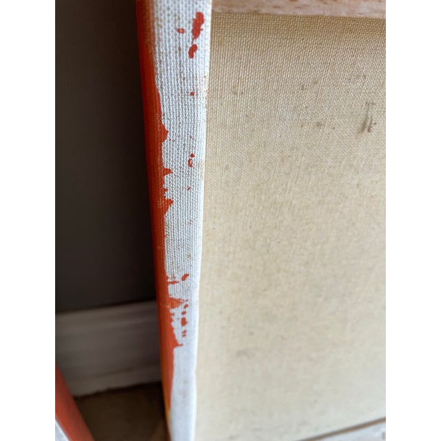 Orange Vintage 1970s Letterman Style Hand-Painted Sunset Triptych – Original Studio Artwork, Signed For Sale - Image 8 of 10