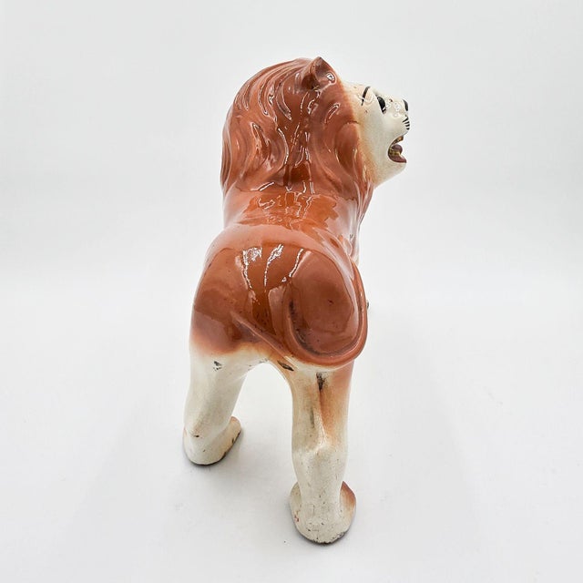 Pair of Staffordshire Striding Lions For Sale In San Francisco - Image 6 of 10