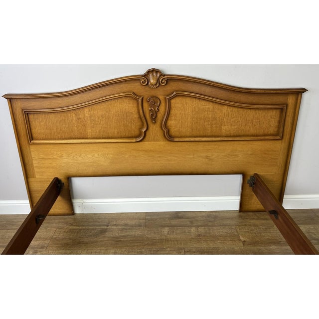 Vintage Louis XVI French Double Frame with Carved Headboard For Sale - Image 3 of 10