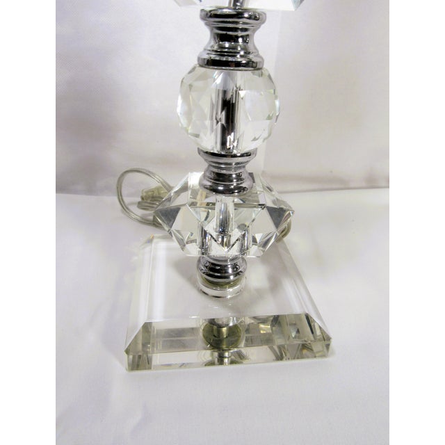 Mid 20th Century Vintage Cut Crystal + Orb Stacked Table Lamp For Sale - Image 5 of 8