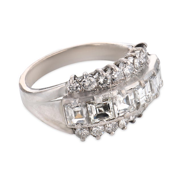 Mid 20th Century Vintage 1.70 Carat Diamond Low Carat Gold and Silver Ring, Size 4.5 For Sale - Image 5 of 5