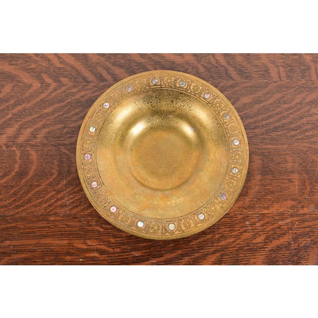 Tiffany Studios New York Bronze Doré Bowl With Abalone Inlay For Sale - Image 10 of 10
