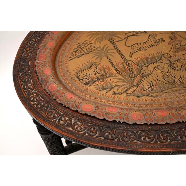 Wood Antique Indian Tray Top Coffee Table, 1880s For Sale - Image 7 of 11