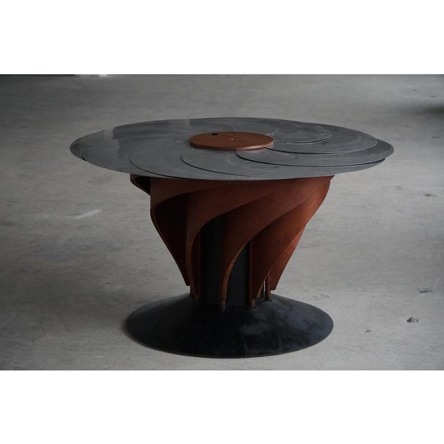 1990s Danish Brutalist Adjustable Dining Table in Mahogany and Steel by Nils-Ole Zib, 1990 For Sale - Image 5 of 18