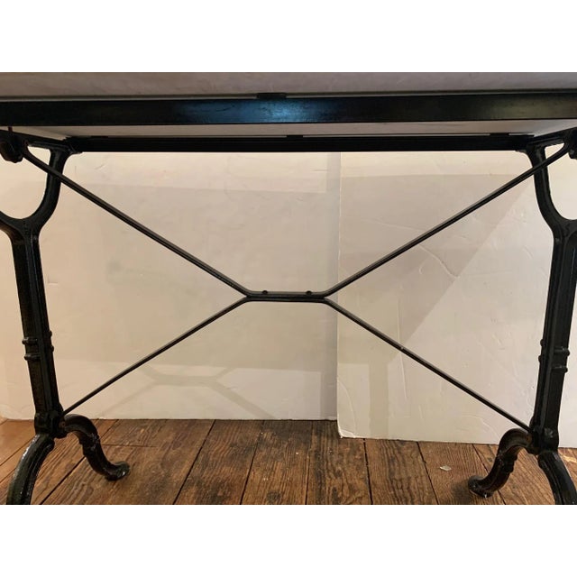 Metal French Marble Top Cafe Table With Iron Base For Sale - Image 7 of 13