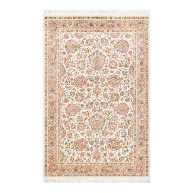 Ivory Mogul, One-of-a-Kind Hand-Knotted Area Rug in Ivory, 4' 2" x 6' 2" For Sale - Image 8 of 8