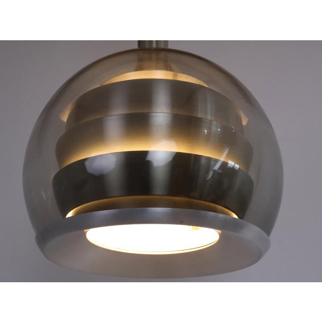 Doria Layered Pendant Lamp in Smoked Glass and Aluminium from Doria Leuchten, 1960s For Sale - Image 9 of 11