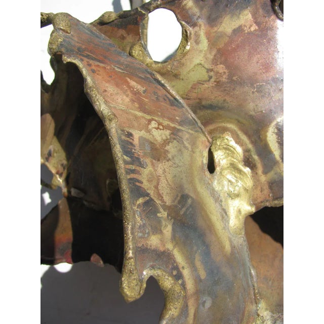 Silas Seandel 1970s Silas Seandel Mid-Century Modern Large Mixed Metal Brutalist Wall Sculpture, Signed For Sale - Image 4 of 10