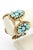 Vintage Elsa Schiaparelli Faux Turquoise, Gold Metal and Rhinestone Cluster Bracelet, 1950's For Sale In Miami - Image 6 of 10