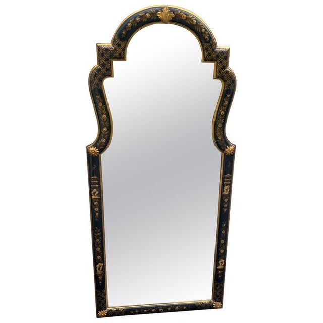 Elegant Chinoiserie Black and Gold Mirror For Sale - Image 18 of 18