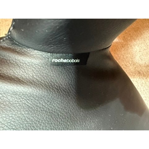6 Roche Bobois "Marylin" Chairs - Inca Leather Black For Sale In Chicago - Image 6 of 6