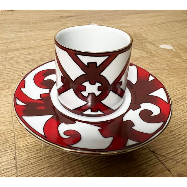 Ceramic Hermes Demitasse/Espresso 4 Cups Saucers “Balcon Du Guadalquivir” - 8pcs For Sale - Image 7 of 10