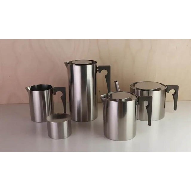 Vintage Danish Stainless Steel Tea Service by Arne Jacobsen, 1965, Set of 6 For Sale - Image 3 of 7
