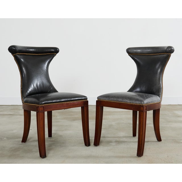Set of Four Ralph Lauren Highgate Leather Dining Chairs For Sale - Image 9 of 12