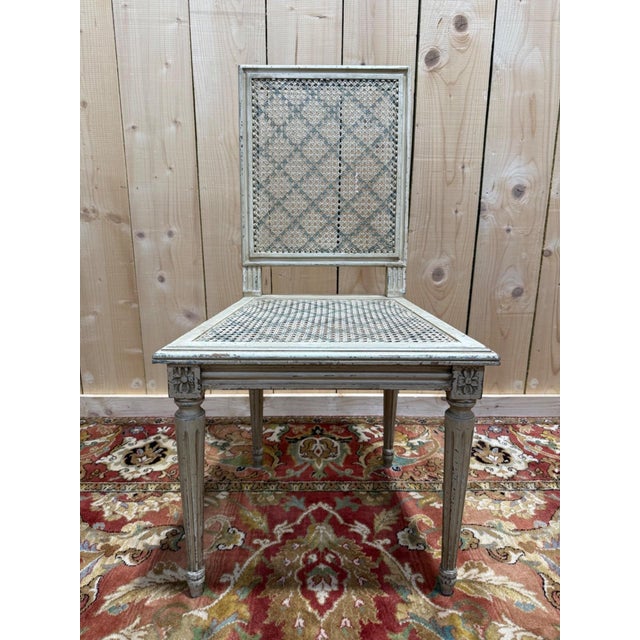 Antique Louis XVI Cane Chairs with Painted Wood, 1890s, Set of 6 For Sale - Image 5 of 10