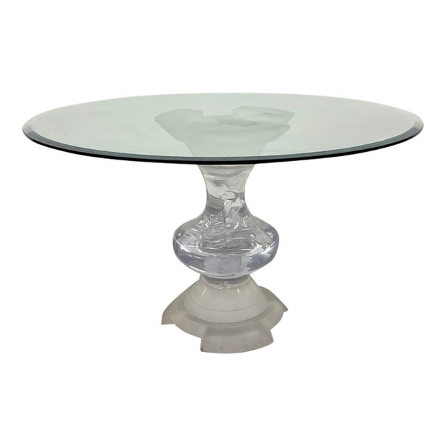 Vintage Abstract Lucite Base Dining Table For Sale