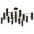 Italian geometric flush mount or chandelier with 13 black square bulb holders interconnected with metal tubes in glossy...