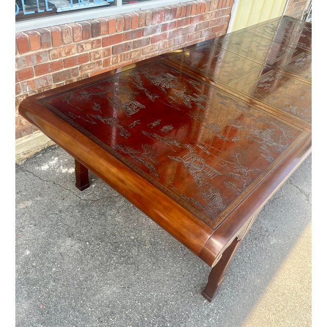 Heritage Late 20th Century Heritage Furniture "Ming Treasure" Chinoiserie Extension Dining Table - 2 Leaves For Sale - Image 4 of 18