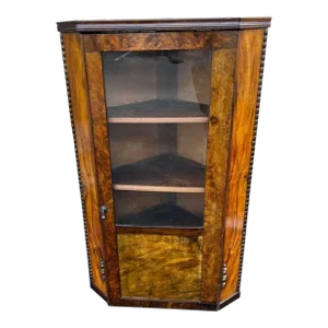 Regency Style Circassian Walnut Corner Cabinet.