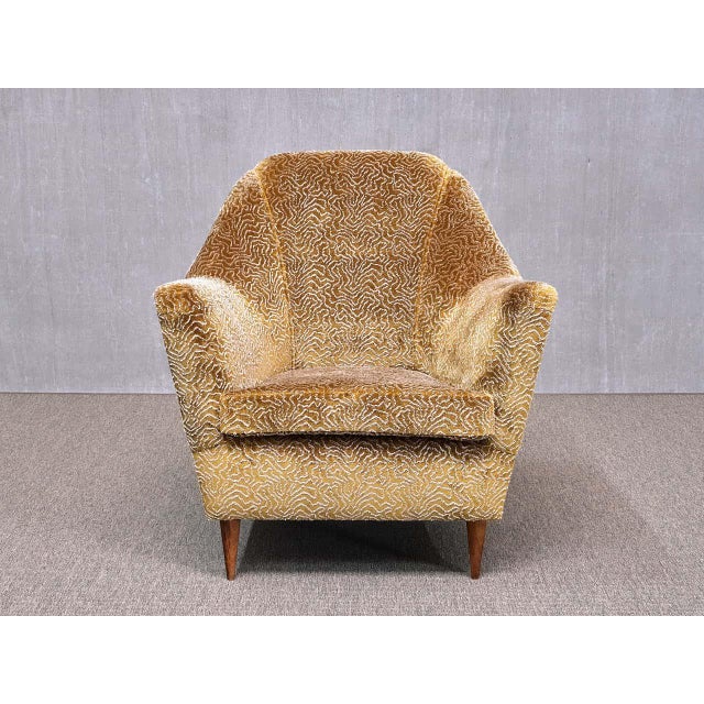 Mid-Century Modern Bronze Patterned Velvet Armchair attributed to Ariberto Colombo, Italy, 1950s For Sale - Image 3 of 17