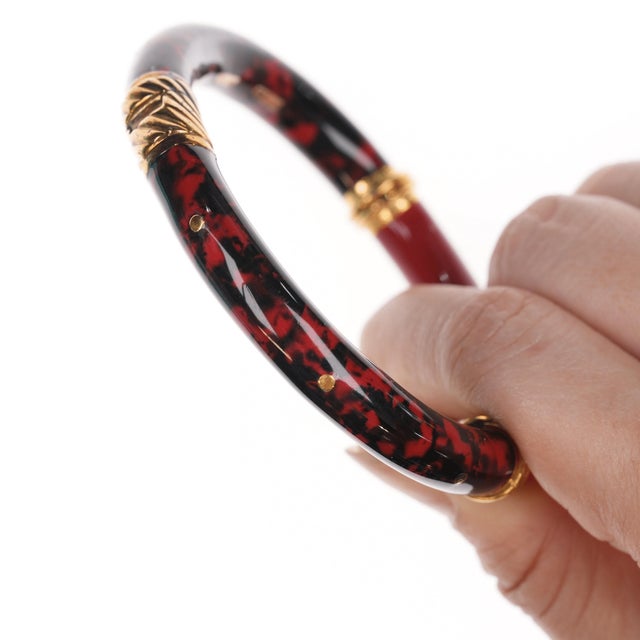 7" Retro Italian Sterling enamel magnetic clamper bangle For Sale - Image 4 of 11