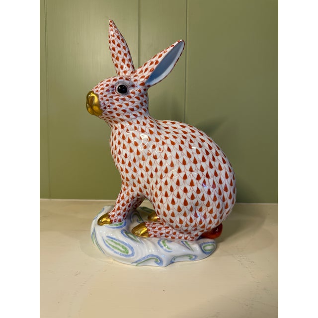 Large Herend Red/Rust Bunny