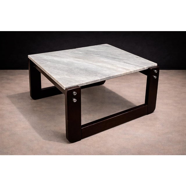 Percival Lafer Side Table in Hardwood & Marble, Percival Lafer, 1970s For Sale - Image 4 of 9