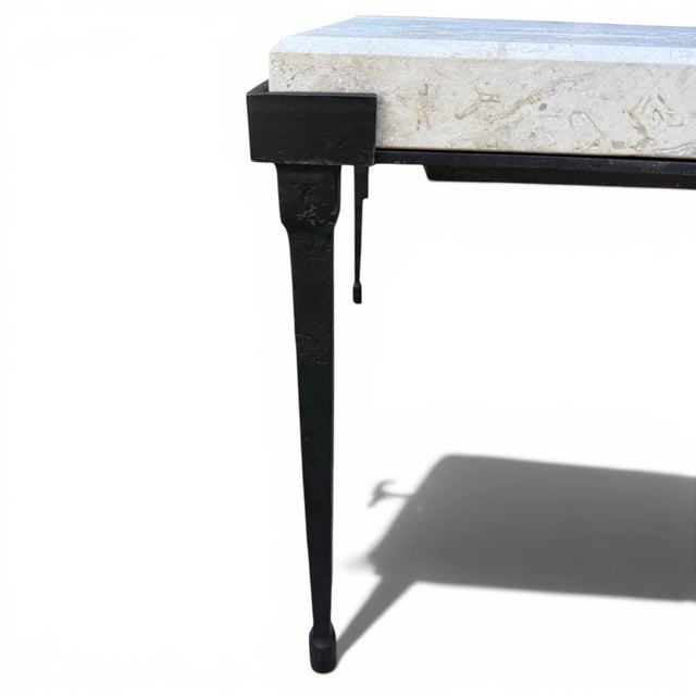 2010s Holly Hunt Rue De Seine Iron and Marble Cocktail Table For Sale - Image 5 of 7