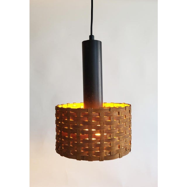 Wood Mid-Century Modern Danish Rattan Pendant, 1960s For Sale - Image 7 of 11