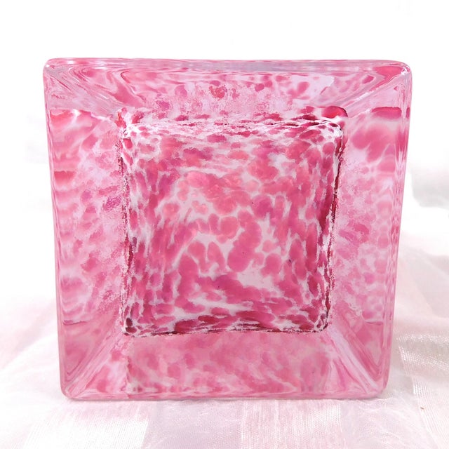 Glass Pink and White Pyramid Shaped Perfume Bottle For Sale - Image 7 of 7
