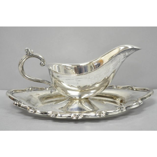Vintage Fb Rogers Silver Plated Victorian Gravy Sauce Boat W/ Attached Dish For Sale - Image 15 of 15