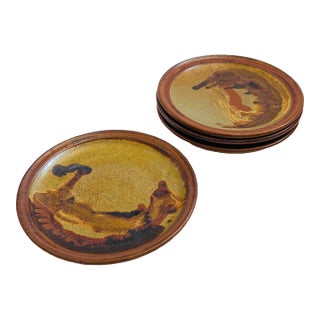 Vintage Studio Pottery Salad Plates - Set of 4 For Sale
