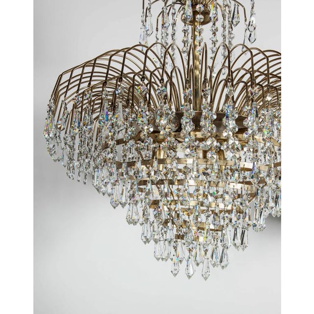 【VINTAGE HOLLYWOOD】Chandelier Crystal Hairpin Vintage Lighting 1960s Hollywood Regency brass black crystal
