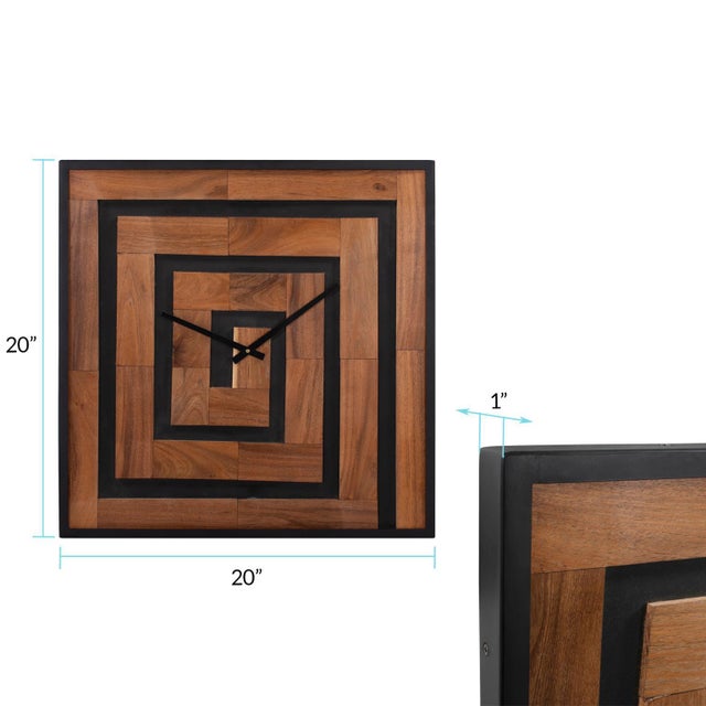 Wood Helix Wooden Square Clock For Sale - Image 7 of 9