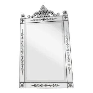 1940s Etched and Beveled Venetian Mirror