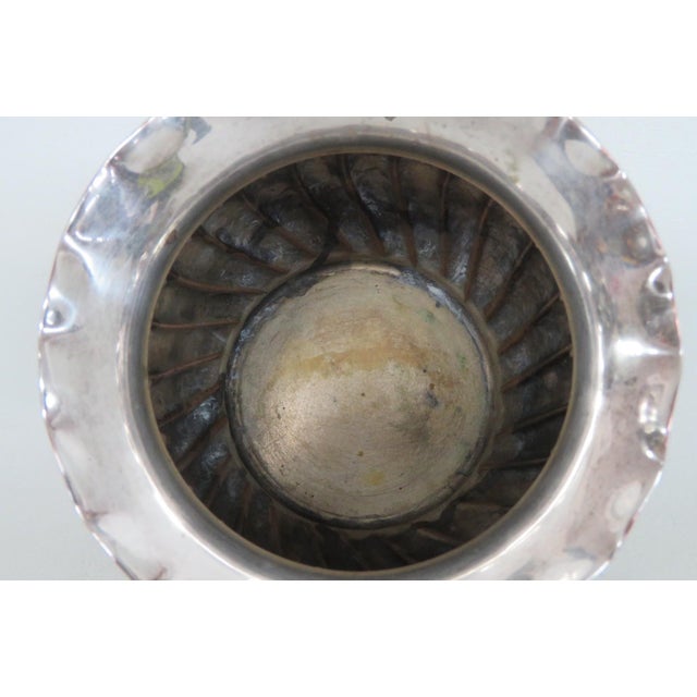 Silver Silver Plated Cachepot Rose Bowl Round Fluted Flower Vase Ruffle Rim 5072b For Sale - Image 8 of 10